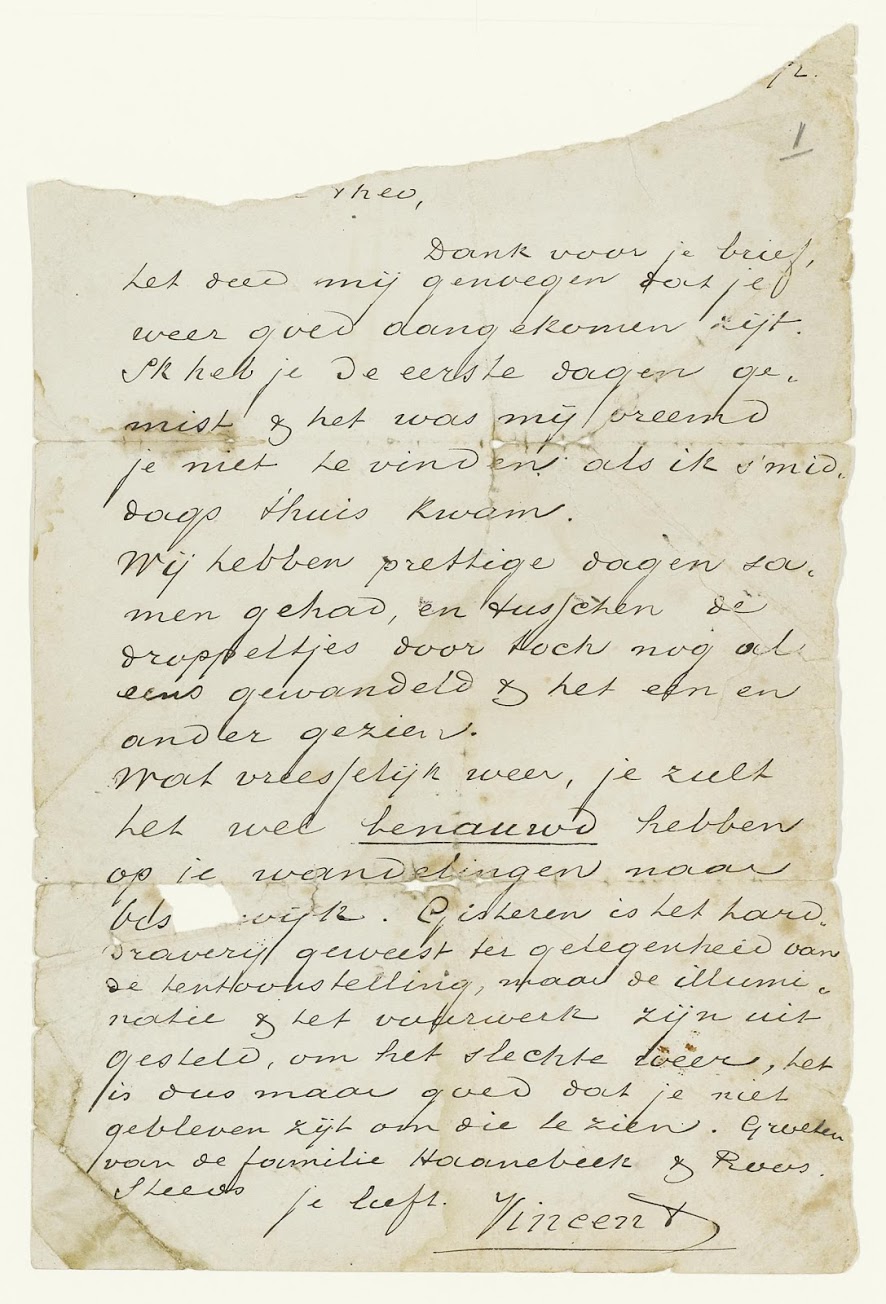 Fragment brief Vincent van Gogh 1872